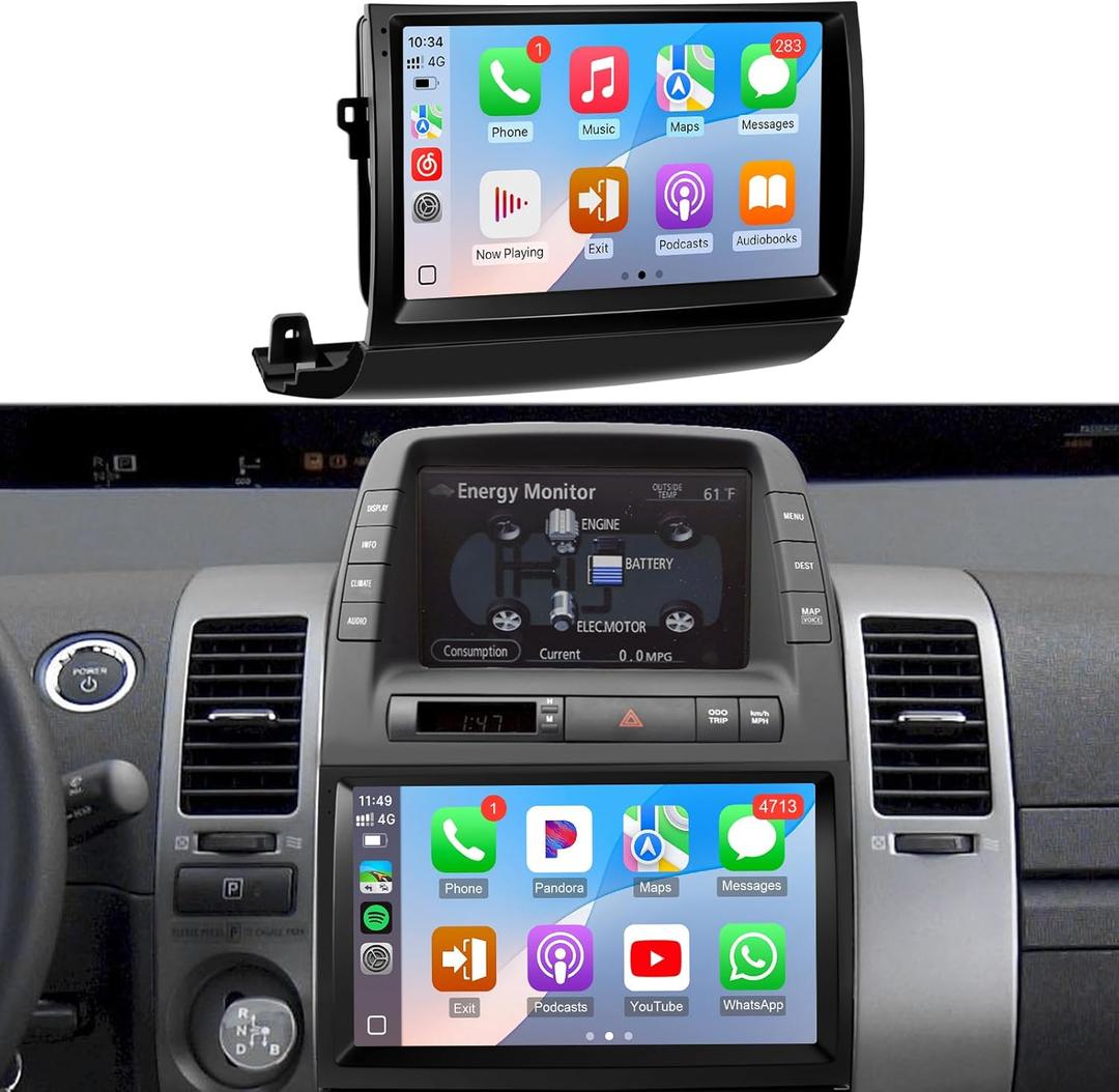 Leadfan Car Radio for Toyota Prius 2004-2009 Stereo with Wireless Carplay Android Auto(Fit JBL), 9'' Touchscreen for Toyota Prius GPS Navigation Bluetooth WiFi Rear Camera FM Mirrorlink Split Screen
