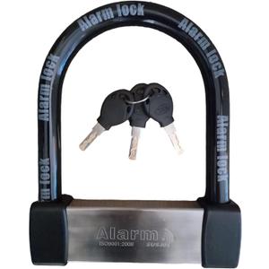Heavy Duty Anti Theft Alarm U Lock for E-Bikes, Scooters, Motorcycles - 16mm Stainless Steel, 3 Keys, Weatherproof