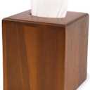 KOLWOVEN Acacia Wood Square Tissue Box Holder - Farmhouse Style, Brown