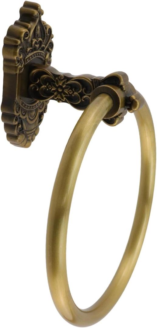 Antique Brass Towel Ring, Vintage Style Wall Mount Towel Holder 6.5 Inch Heavy Duty Aluminum Alloy Hand Towel Rack for Kitchen, Bathroom, Matte Finish, Easy to Install