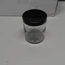 Vivaplex, Clear, 8 ounce, Round Glass Jars, with Black Lids - 8 pack