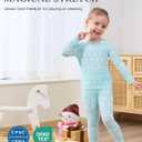 Bamboo Viscose Pajamas Toddler Boys Girls, Snug Fit Long Sleeve Top and Pants Kids Pjs (2T, Blue Christmas)