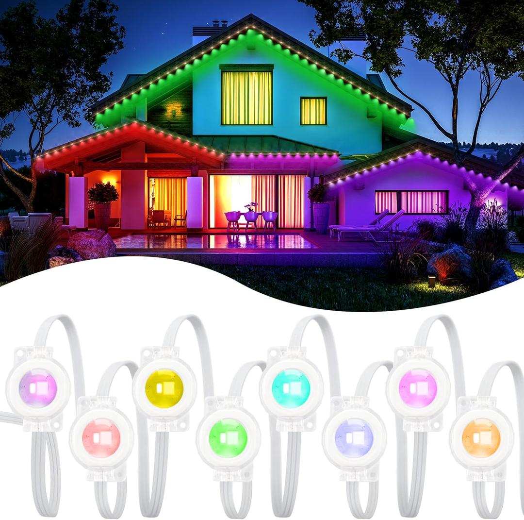 VCOKEN Permanent Outdoor Lights, 63.6ft with 36LED Outdoor Christmas Lights with App Control Remote, DIY Scene Modes Eaves IP65 Waterproof Light for Christmas, Holiday, Decor, Garden Decor