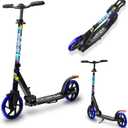 Kick Scooter for Ages 6+, for Kids, Teens, and Adults, Max Load 240 LBS, Foldable, 8-inch Big Wheels for Kids and Adults, with Kickstand, 3 Adjustable Levels, Child Safety Approved, Tree