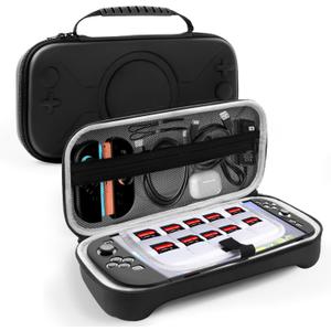 ALAFLY Carrying Case for Nintendo Switch 2, Slim Portable Travel Bag with 10 Game Cards Storage, PU Waterproof Hard Shell & Soft Fabric Lining for Joy-Con Controller Accessories, Black