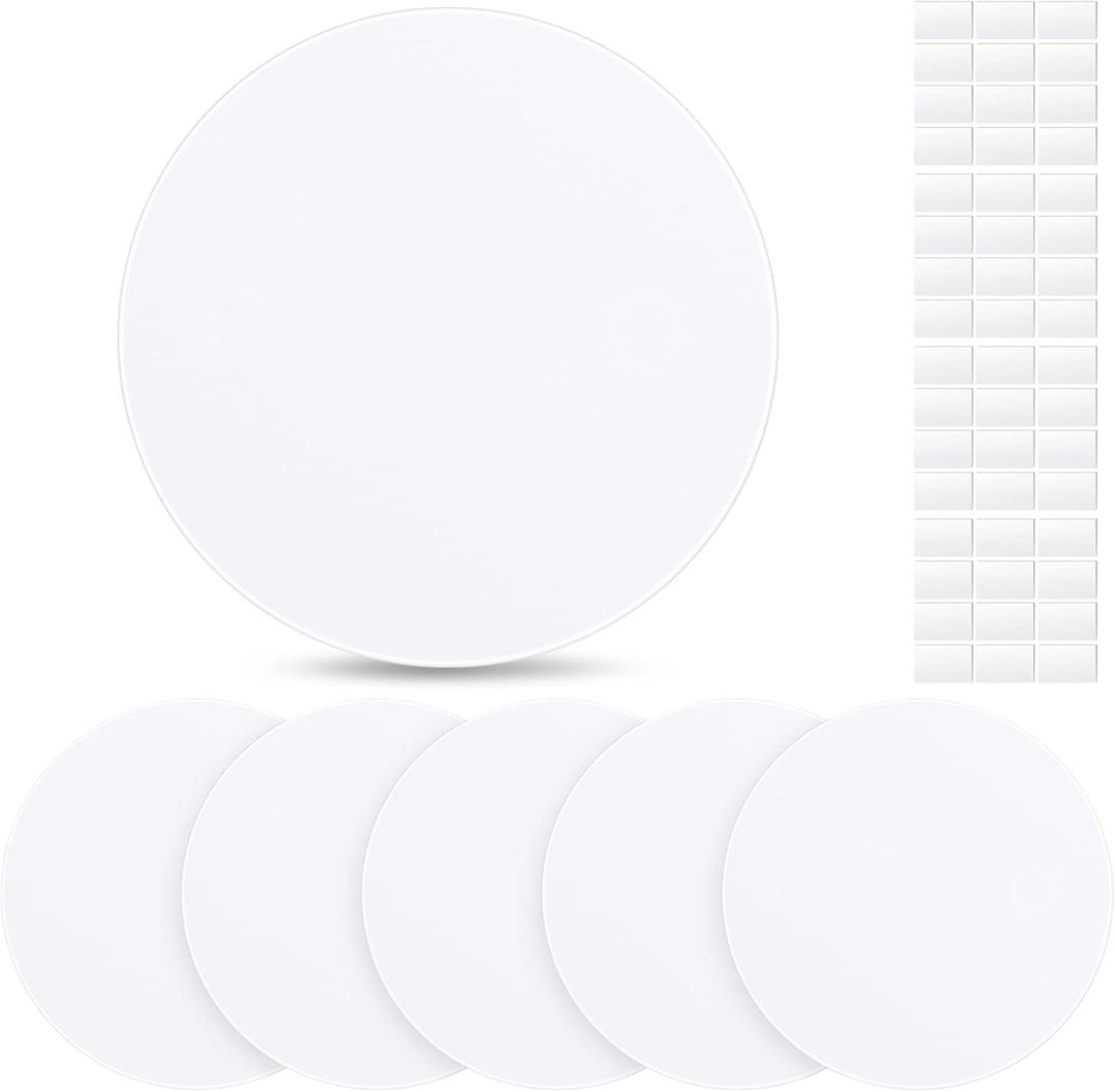 Sosation 6 Pcs Ceiling Cover Plate Wall Hole Cover Plastic Flat Blank Plate with 48 Pcs Double Faced Adhesive Tape for Ceilings or Wall (10 Inch)