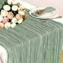 2 x Sage Green Cheesecloth Table Runner, 10 Ft Boho Rustic Gauze Table Runner, 120 x 35 inches