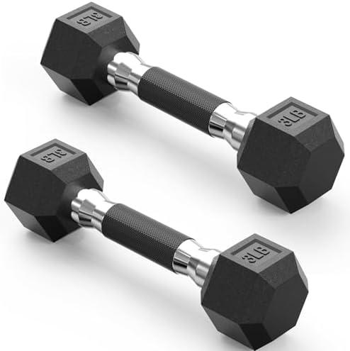 Amazon.com : PAPABABE Hex Dumbbell Set with Rubber Grip 2.5-125lb, Odorless Rubber Coated Weight Fixed Dumbbells Set of 2, Weights for Women at Home, Hand Weights for Home Gym & Strength Training,Pesas Para Ejercicios : Sports & Outdoors