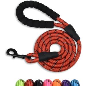 5/6 FT Strong Pet Dog Leash with Soft Padded Handle,Highly Reflective Rope for Night Walking,360-Degree Rotating Metal Buckle Without Tangles,Suitable for Small,Medium and Large Dogs.(5ft) (5 FT x 1/2 Inch, Red)