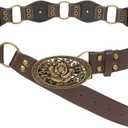 SUOSDEY Western Leather Belts for Women Vintage Cowgirl Rivets Belt for Jeans Dress (Suitable waist size below 38")