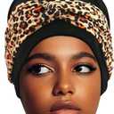Swim Turban Waterproof Silicone Lined Swim Cap for Braids and Dreadlocks Long Hair Swim Caps for Women Youth - Large Swim Caps, Large, Leopard