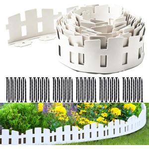 Garden Edging 33FT LOLEDE, 4.6IN Tall White Landscape Edging Border with 60 Stakes, Flexible Plastic Lawn Edging for Yard, Flower Beds,Tree Rings, Walkways & Garden BordersSquare-White