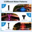 1320GPH/100W Large Water Fountain Pump with RGB Auto-Cycle LED Lights, Pond Pump Fountain Kits for Outdoor, Pond Equipment with 3 Nozzle Options, Adjustable Water Flow, IPX8 waterproof, Black