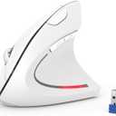 TECKNET Ergonomic Mouse, 4800 DPI Wireless Vertical Mouse with 5 Adjustable DPI Levels, 6 Buttons, 2.4GHz Optical Carpal Tunnel Mouse for Laptop, Desktop, PC, MacBook - White