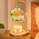Electric Lamp Candle Warmer with Timer - Dimmable Candle Warmer Lamp, Gifts for Birthdays Valentine's Day, Flower Wax Warmer Candle Lamp for Home Decor, Farmhouse, Clear