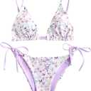 ZAFUL Women's Triangle Bikini Floral String Bikini Set Two Piece Swimsuit Bathing Suits