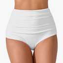 Women’s High Waisted Full Ruched Bikini Swimsuit Bottoms Tummy Control Full Coverage Bathing Suit Bottoms Medium