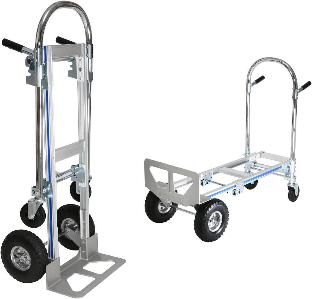 Heavy Duty Convertible Hand Truck, 2 in 1 Folding Dolly 800 LBS Capacity Industrial Platform Cart Collapsible Truck for Transport & Moving in Warehouse, Home, Supermarket