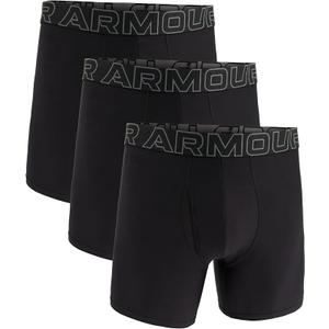 Under Armour Men's Multi-Pack Standard Tech 6" Inseam Boxer Brief (Medium, Black Solid - Core 3 Pack)