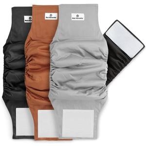 Pet Parents Washable Belly Bands for Male Dogs (3pack) + Extendrs of Durable Dog Diapers Male, Premium Male Dog Diapers & Dog Wraps (Medium, Natural)