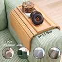 Sofa Arm Tray,Bamboo Folding Couch Arm Tray,Sofa Armrest Trays with Anti-Slip Pad for Drinks,Snacks,Phone,Remote ControlNatural