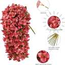 3 x HyeFlora Bougainvillea Artificial Hanging Flowers Plants for Outdoors Winter Decoration, 2pcs Faux Bougainvillea Vines Red Fake Flowers Realistic UV Resistant Silk Flowers for Outside Planter Yard Urn