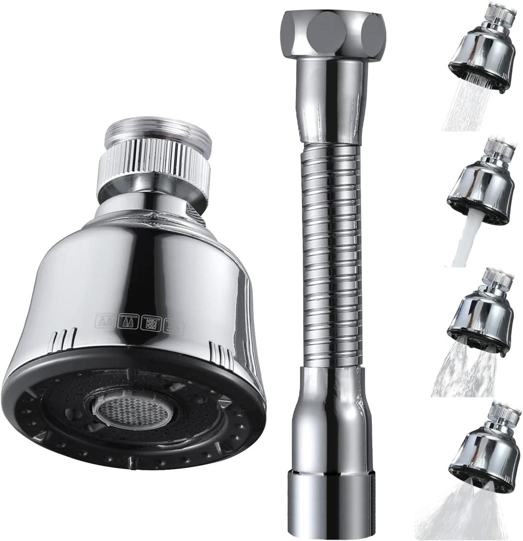 Sink Faucet Sprayer Attachment, Upgrade 4 Mode Adjustable Kitchen Faucet Head, Movable Kitchen Tap Head 360 Rotatable with Extension Hose, Anti-Splash Sink Sprayer Facuet Nozzle Head Water Saving