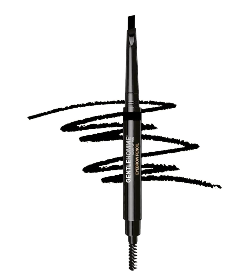 Gentlehomme - Men's 2-in-1 Eyebrow Brush & Pencil - Shape, Define & Fill In - Ultra-Thin, Long-Lasting Black - Vegan