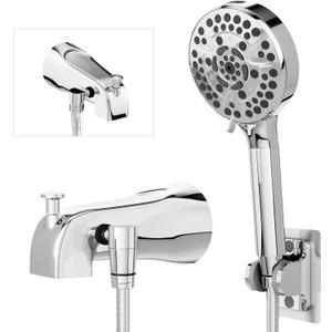 All Metal Tub Faucet with Sprayer, 10 Settings Hand held Shower, Bathtub Faucet with Sprayer Chrome