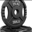 Fitvids Olympic 1-Inch Cast Iron Plate Weight Plate for Strength Training and Weightlifting, Two Hole Style, 25LB Pair