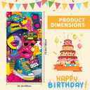 Back to 00s Happy Birthday Door Banner 35x71 Inch Y2K Graffiti Style Party Backdrop with Sneakers Lips and Neon Colors for Indoor Wall Birthday Celebration Decor