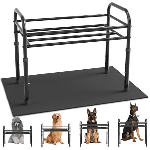 ADENGL Raised Dog Bowl Stand for XLarge & Large Dogs,Table Steel Frame Elevated Dog Bowls Stand with Mat,Non-Slip No Spill,Adjusts to 4 Heights 8.7-13.4", Holds 6-8.7" Diameter Bowl(Bowl Not Included)