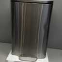 Amazon Basics Smudge Resistant Rectangular Trash Can With Soft-Close Foot Pedal, Brushed Stainless Steel, 50 Liter/13.2 Gallon, Satin Nickel Finish, 16.7"L x 14.7"W x 25.9"H