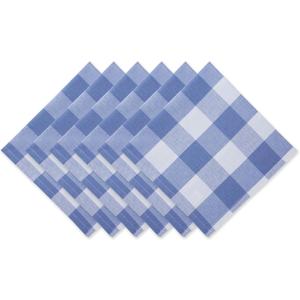 DII Buffalo Check Collection, Classic Farmhouse Cloth Napkin Set, 20x20, Stonewash Blue, 6 Piece