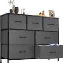 Sweetcrispy 7 Drawer Dresser Storage Organizer with Fabric Bins, Grey | Sturdy Steel Frame and Wood Top, Easy Pull Handles, for Bedroom Closet Hallway Entryway