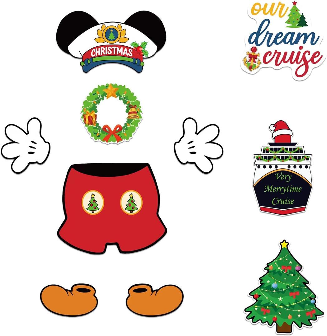 10 Pcs Christmas Cruise Door Magnets, Christmas Captain Mouse Cruise Door Decorations, Reusable Refrigerator Magnets for Cruise Ship Door Decorations