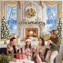 Christmas Fireplace Photo Backdrop 8x6FT Winter Snow Scenery Xmas Trees White Fireplace Background for Family Winter Holiday Christmas Party Decorations Supplies Portrait Photo Props