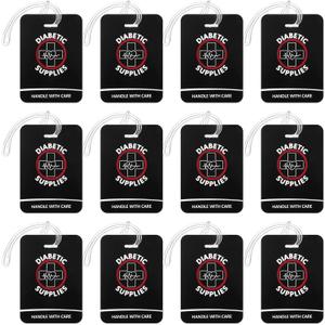2 x 12 Pcs Diabetic Supplies Luggage Tag Medical Alert Equipment Zipper Pull Bag Tag, 2.75 x 4 Inch