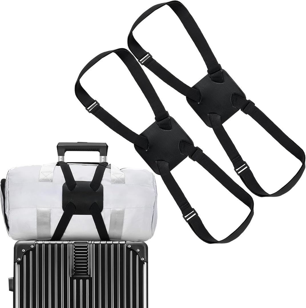Chelmon 2 Pack Luggage Straps, Ajustable Elastic Bungee Belt for Suitcases, Add Extra Bag Easy and Securely for Travel