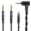 FAAEAL Monitor Headphone Cable,Soft Cotton Yarn Cover Dual 3.5mm Over-Ear AUX Cord Compatible with Hifiman HE560 HE4XX Meze 99 Classics MEZE 109 Pro Headset for Musicians Audiophiles 2.5mm