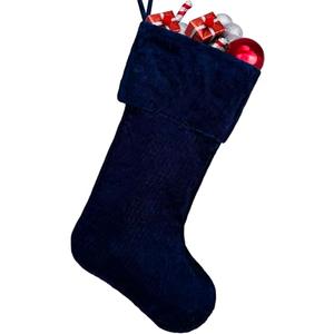 20 Inch Christmas Stocking Navy Blue Personalized Hanging Stockings Classic Christmas Stockings Soft Faux Fur Fireplace Xmas Stocking for New Year Party Decorations Family Holiday Party Supplies