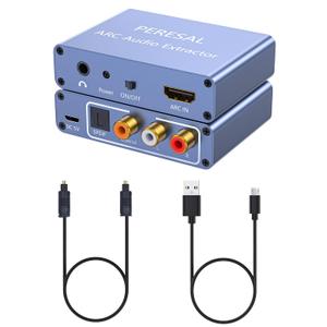 192KHz HDMI ARC Audio Extractor with Optical Cable ARC Converter HDMI ARC to Optical TOSLINK SPDIF Coaxial, RCA+3.5mm Jack L/R Stereo, Audio Splitter for HDTV to Soundbar Amplifier Speakers Headphones