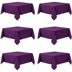 Dailyset 6-Pack Purple Tablecloths for Square Tables, 70 x 70 Inches, Stain-Resistant Polyester Fabric for 3 Foot Tables - Washable Table Covers for Weddings, Banquets, Birthday Parties, Events Item Has Marks