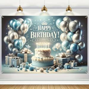 Birthday Banner 70x43 Inches - Happy Birthday Party Decoration with Colorful Balloons Backdrop Photography Background for Indoor and Outdoor Celebration