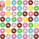 Macarrie 50 Pcs Donut Stress Balls Donut Party Favors Squeeze Fake Doughnut Slow Rising Toys Stress Relief Toy for Party Decoration Doughnut Theme Party Supplies, 6 Colors