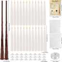 24pack Magic led Taper Candle with Wand Remote,Floating Hanging Candles Flickering Warm Light 6.5" Flameless LED,for Home Decor,Party and Halloween