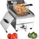 Commercial Deep Fryer with Basket, 1700w 16Qt 0.8mm Upgraded Stainless Steel Countertop Electric Fryer for Home and Commercial Use, Oil Fryer with Oil Valve and Drainage System