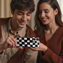 Jusnfu for iPhone 13 Pro Max Case 6.7 Inch, Trendy Checkered Aesthetic Cute Girly Design for Women & Girls, Checkerboard Pattern Phone Case, Slim Fit Silicone Protective Cover, Black and White