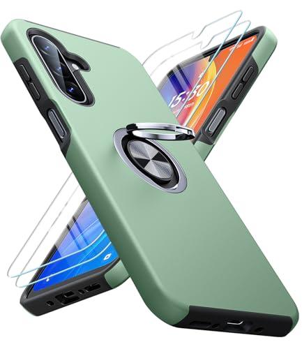 JAME for Samsung Galaxy A17/A26 5G Phone Case with Screen Protector [2 Packs] Ring Holder Stand Kickstand Dual Layer Military Shockproof Slim Protective Cover Samsung Galaxy A17/A26 Case, Alpine Green