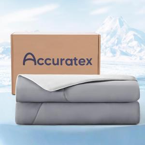 ACCURATEX Cooling Comforter Queen/Full Size, Q-max>0.45 Arc-Chill Cooling Blanket for Hot Sleepers, Lightweight Cool Blankets for Night Sweats, Silky Breathable Summer Cool Comforter, Grey(90"x90")